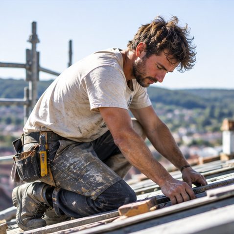 Couvreur au travail