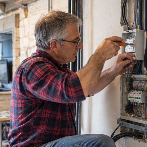 Électricien au travail