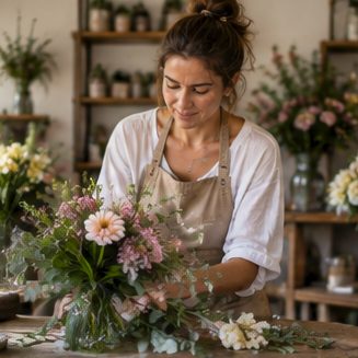 Fleuriste au travail